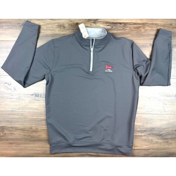 Peter Millar Golf Pullover Crown Sport US Open LACC 1/4 Zip S Gray MSRP $135 - Picture 2 of 12